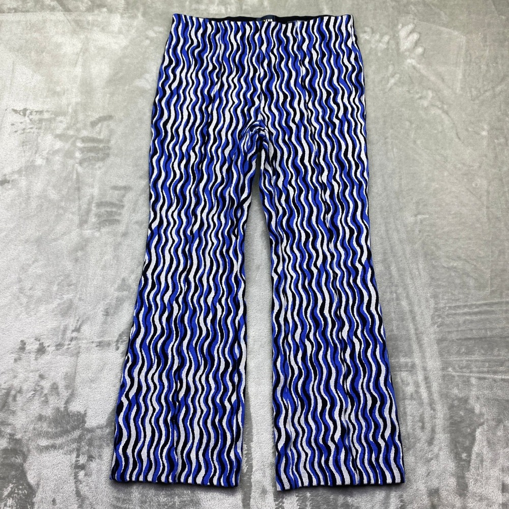 Maeve by Anthropologie‎ Margot Flare Pants Blue White Black Stripe Knit Size S